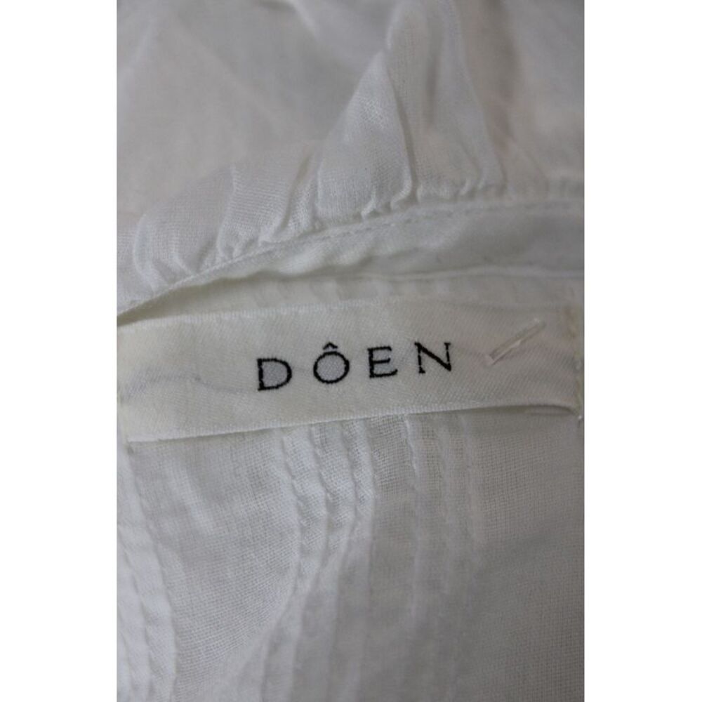 Doen Women White Organic Cotton V Neck Long Sleeve Blouse Button Size XL - Picture 7 of 7